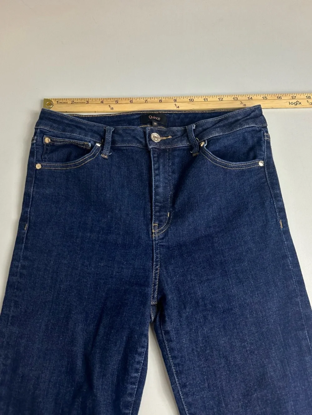 Quince Bella Stretch High Rise Dark Wash Organic Cotton Skinny Jeans Size 30